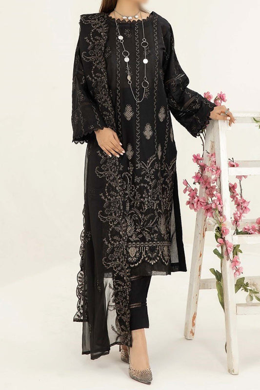 Marjjan Unstitched 3 Piece Resham and Zari Lawn Collection'2023-MNC-137-Black