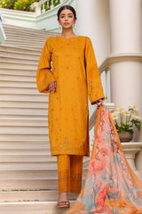 Muse By HZ Stitched 3 Piece Emb Self Cotton Jacquard Vol-05 Collection'2025-SSJ-2506-Mustard