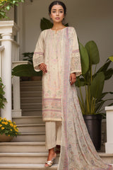 Bin Saeed Stitched 3 Piece Luxury Plain Cotton With Chiffon Dupatta Collection'2025-SMPC-1871-White