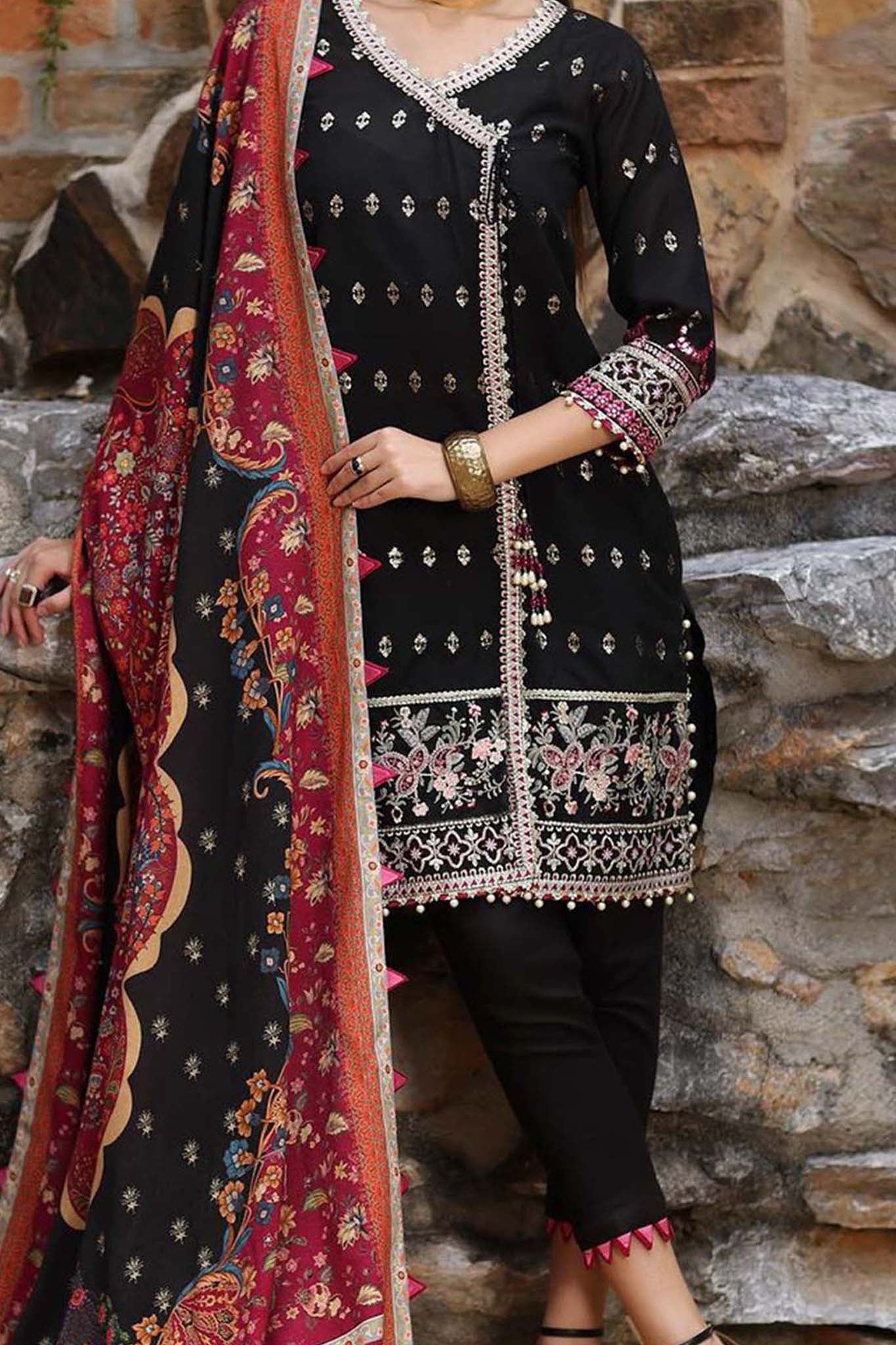 Noor by Saadia Asad Unstitched 3 Piece Luxury Winter Shawl Collection'2023-D-09