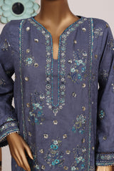 Bin Saeed Stitched 3 Piece Luxury Emb Jacquard Suit-JAQ-3217-S.BLUE