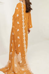 Marjjan Unstitched 3 Piece Resham Needle Floral Collection'2023-MNC-126-Orange