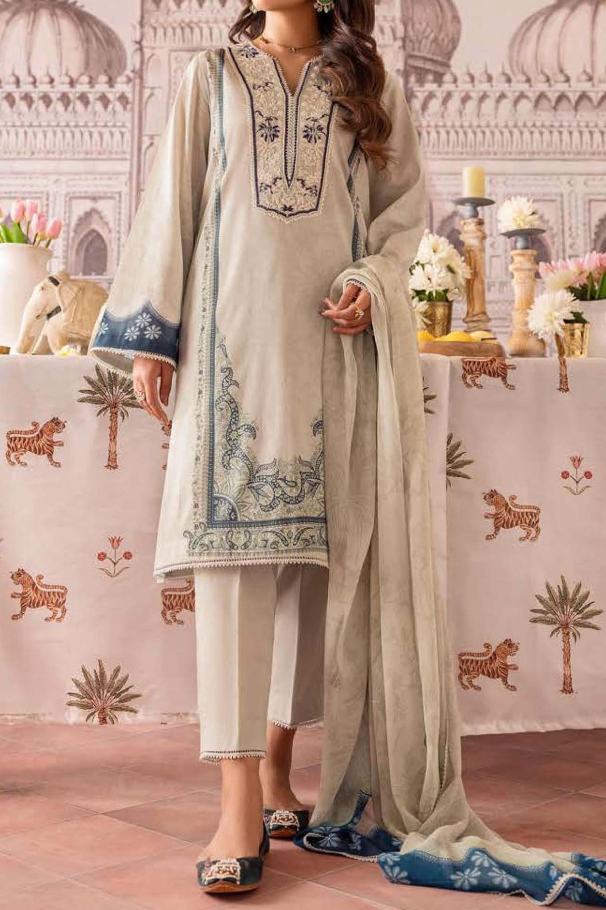 Cross Stitch Unstitched 3 Piece Premium Eid Lawn Collection'2023-20-Minty Meadow