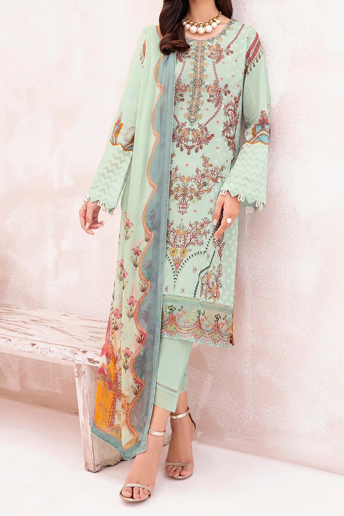 Mashaal by Ramsha Unstitched 3 Piece Luxury Lawn Vol-07 Collection'2023-L-708