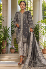 Bin Saeed Stitched 3 Piece Luxury Self and Stripe Vol-02 Collection'2025-SM-1961-Black