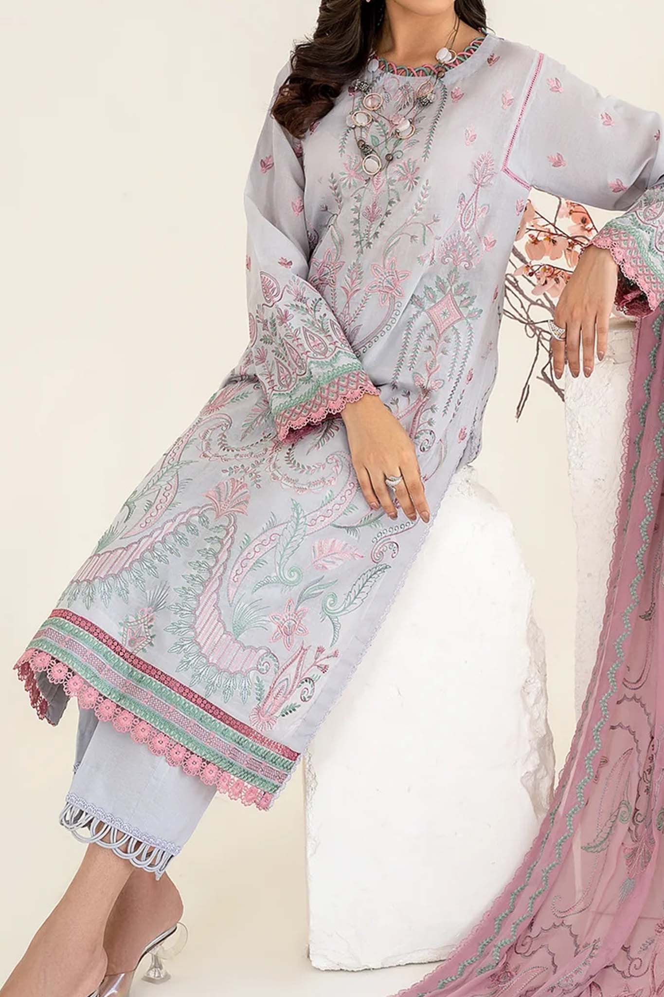 Zarif Unstitched 3 Piece Embroidered Eid Lawn Collection'2023-ZEL-04