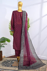 Bin Saeed Stitched 3 Piece Exclusive Printed Lawn Vol-18 Suit-LSM-3460-MAROON