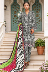 Bin Saeed Stitched 3 Piece Chikankari Emb Khaddar Collection'2024-WK-1100-Black
