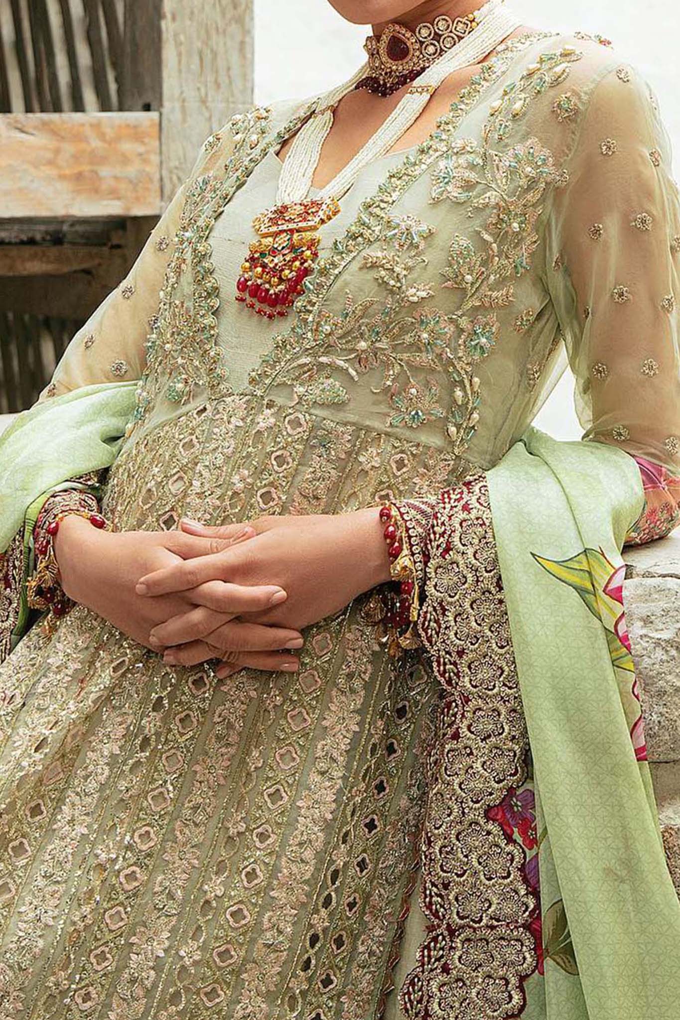 Marwa by Maryam Hussain Unstitched 3 Piece Wedding Collection'2023-MLF-04-Afsana