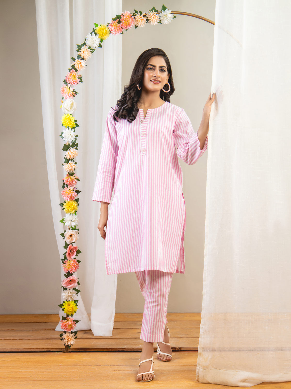 Ahlam 2Pc Pink Lining  Co-Ord Set Collection'2024