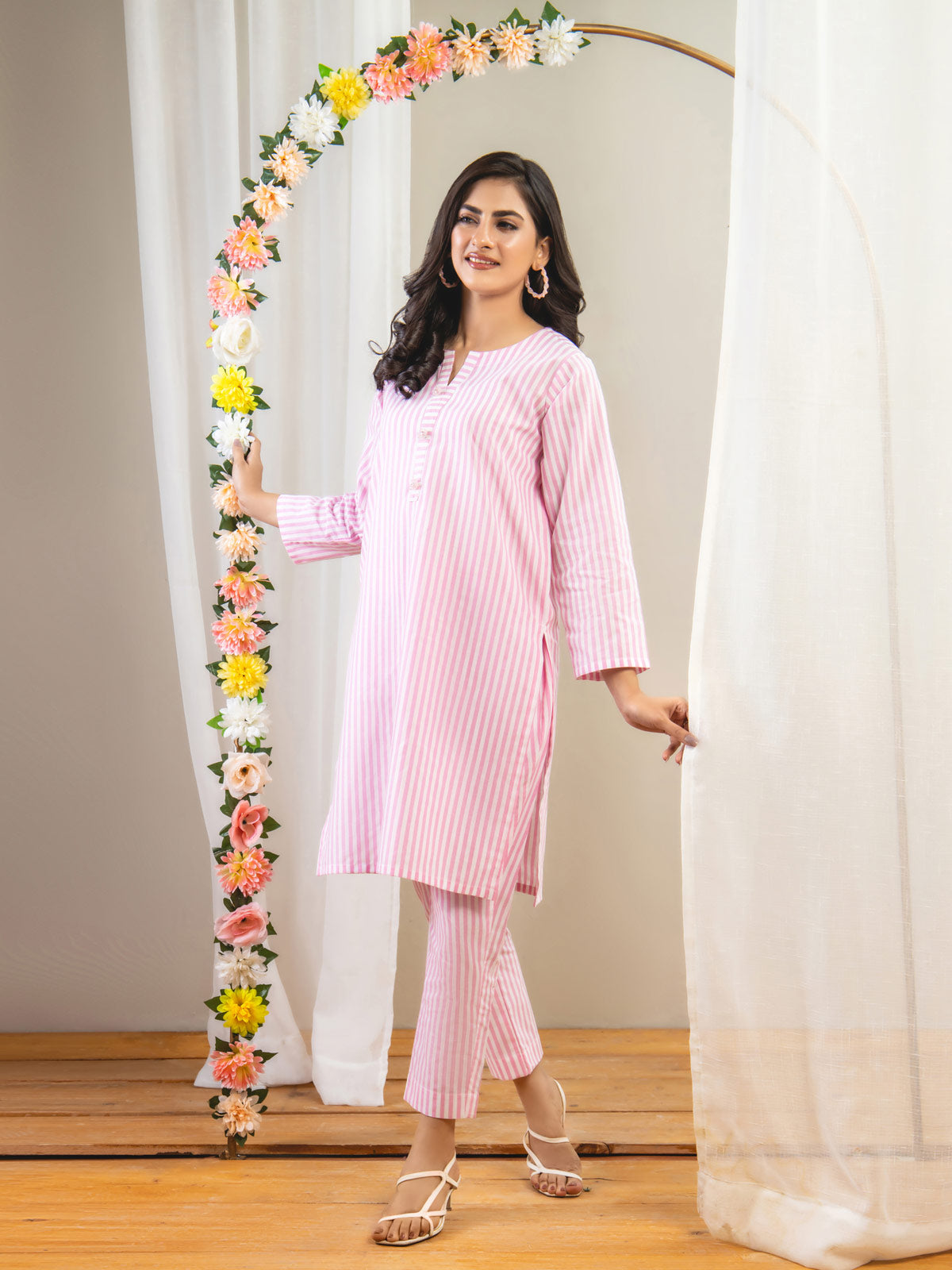 Ahlam 2Pc Pink Lining  Co-Ord Set Collection'2024