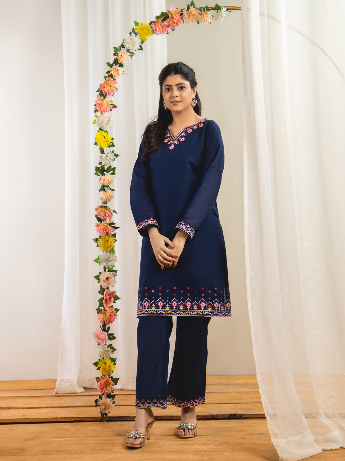 Ahlam 2 Piece Embroidery Suit (Blue) Collection'2024