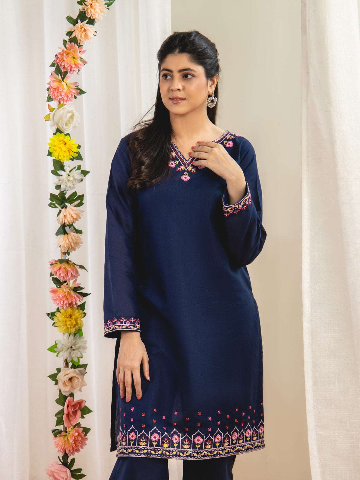 Ahlam 2 Piece Embroidery Suit (Blue) Collection'2024