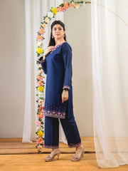 Ahlam 2 Piece Embroidery Suit (Blue) Collection'2024