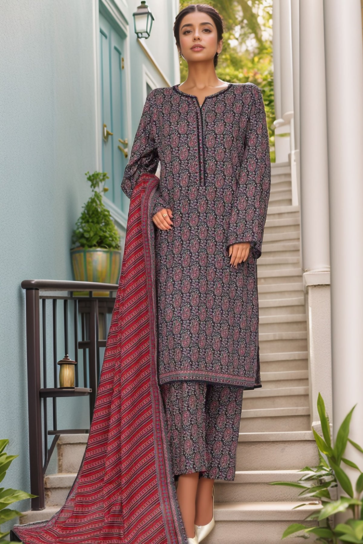 Bin Saeed Stitched 3 Piece Printed Cotton Vol-01 Collection'2025-WC-2375-Black