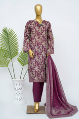 Bin Saeed Stitched 3 Piece Exclusive Printed Lawn Vol-15 Suit-LSM-3322-MAROON
