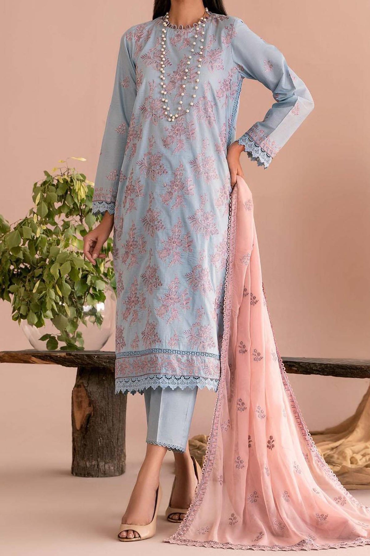 Zarif Unstitcehd 3 Piece Embroidered Eid Lawn Collection'2023-ZEL-07-Hailey