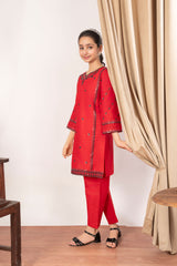 Abeera Stitched 2 Piece Emb Cotton Kids Collection'2025-AK-04-Red