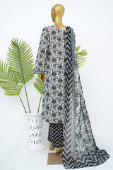 Bin Saeed Stitched 3 Piece Exclusive Printed Lawn Vol-15 Suit-LSM-3321-WHITE