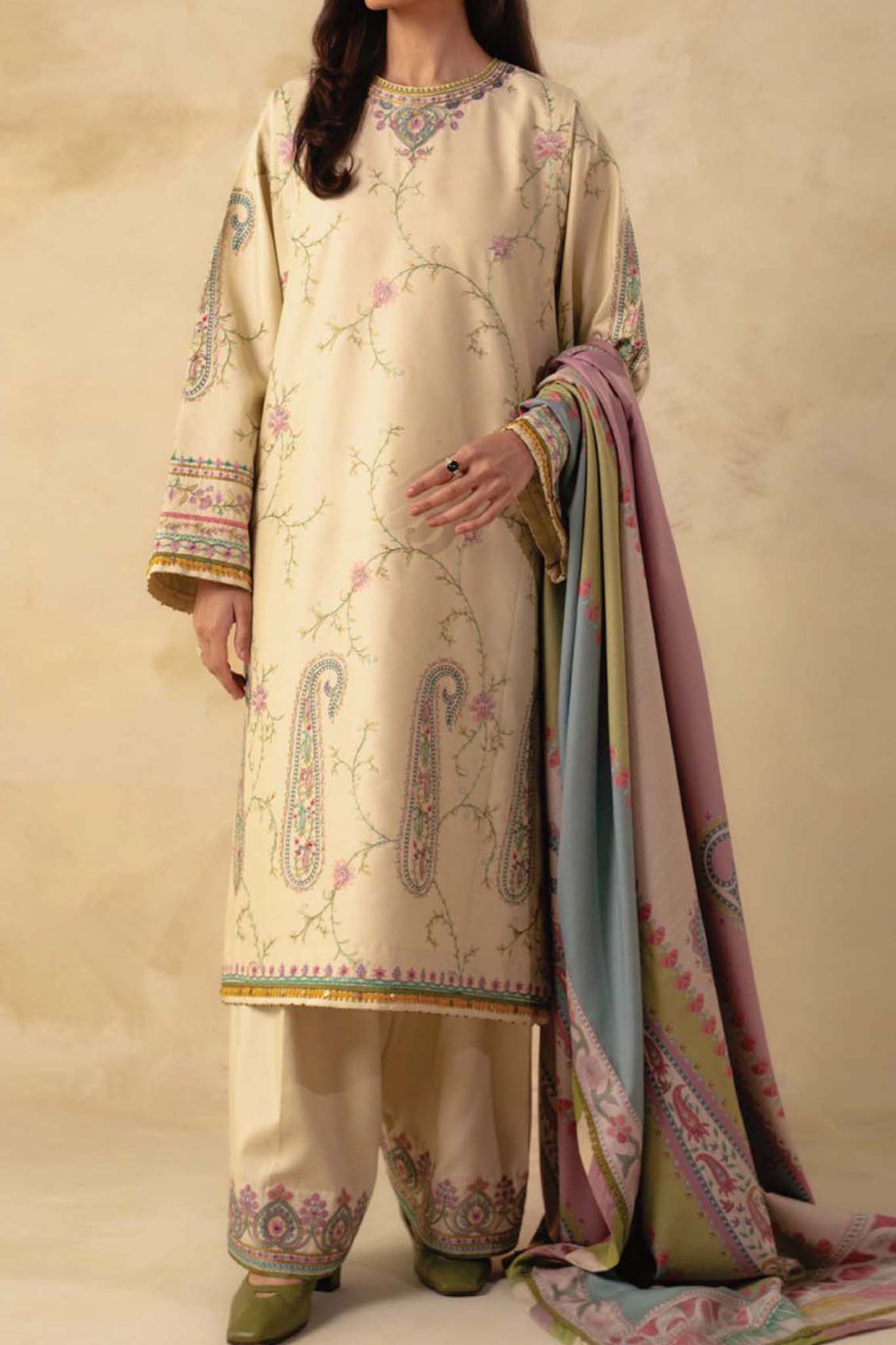 Coco by Zara Shahjahan Unstitched 3 Piece Winter Collection'2023-ZW-03-A