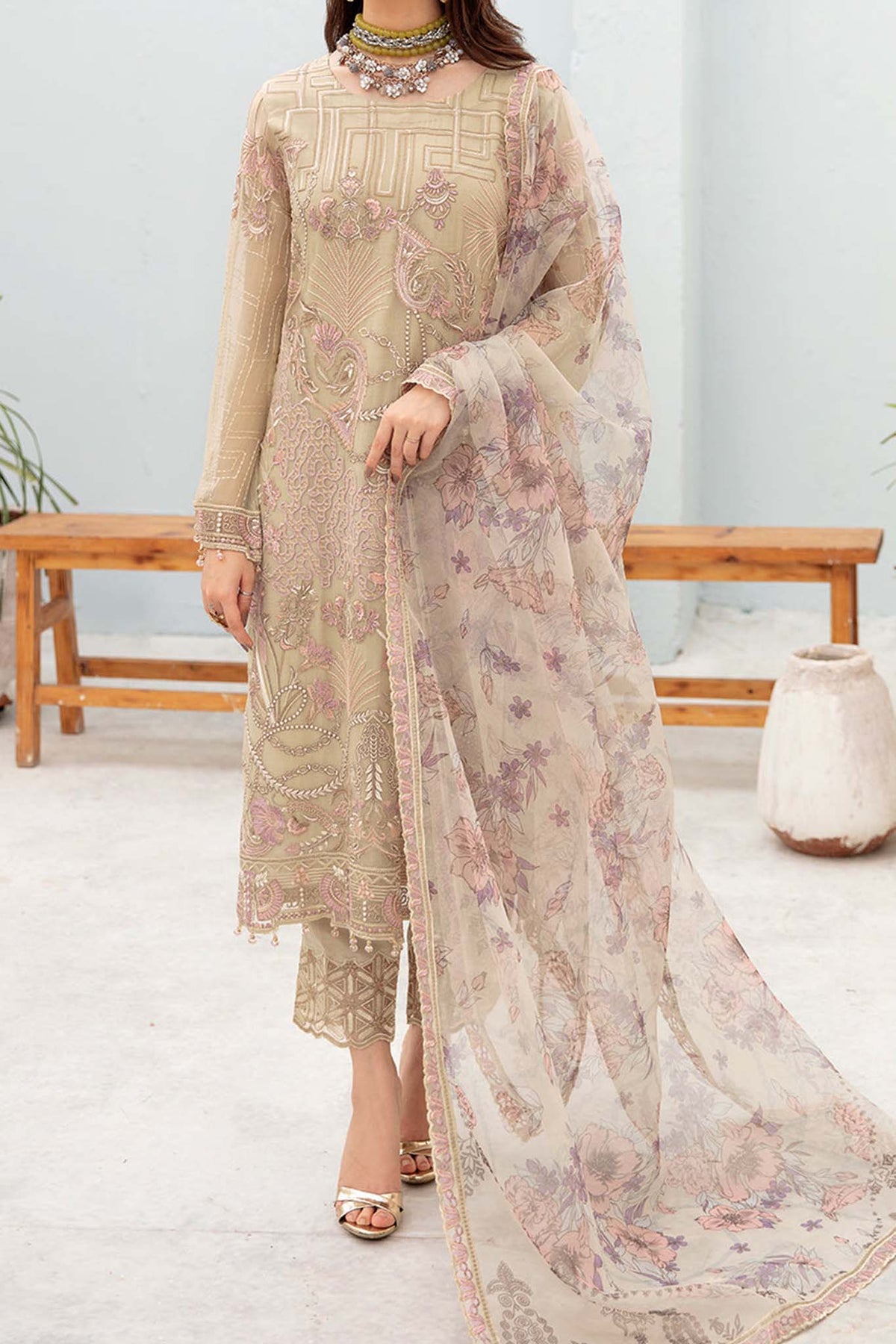 Chevron by Ramsha Unstitched 3 Piece Chiffon Vol-07 Collection'2023-A-701