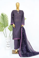 Bin Saeed Stitched 3 Piece Exclusive Printed Lawn Vol-15 Suit-LSM-3320-PURPLE