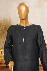 HZ Stitched 3 Piece Solid Emb Chikankari Collection'2025-SSPE-3P-001-BLACK