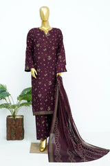 Bin Saeed Stitched 3 Piece Exclusive Printed Lawn Vol-13 Suit-LSM-3239-MAROON