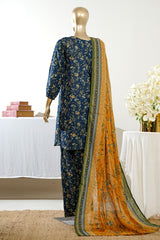 Bin Saeed Stitched 3 Piece Exclusive Printed Lawn Vol-09 Suit-LSM-2936-BLUE