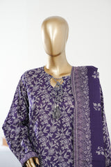 Bin Saeed Stitched 3 Piece Exclusive Printed Lawn Vol-09 Suit-LSM-2935-PURPLE