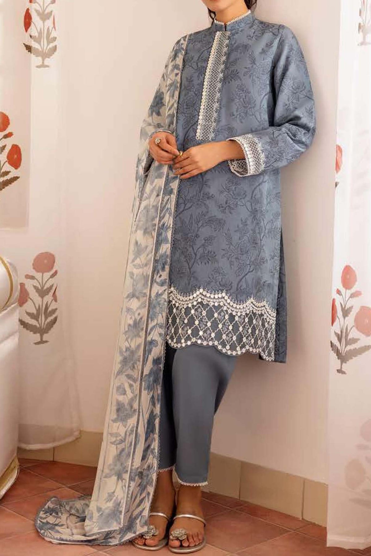 Cross Stitch Unstitched 3 Piece Premium Eid Lawn Collection'2023-01-Beryl Fern