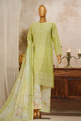 HZ Stitched 3 Piece Solid Emb Chikankari Collection'2025-SSPE-3P-002-GREEN