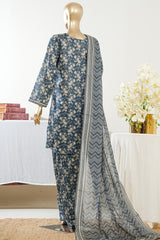 Bin Saeed Stitched 3 Piece Exclusive Printed Lawn Vol-09 Suit-LSM-2934-BLUE