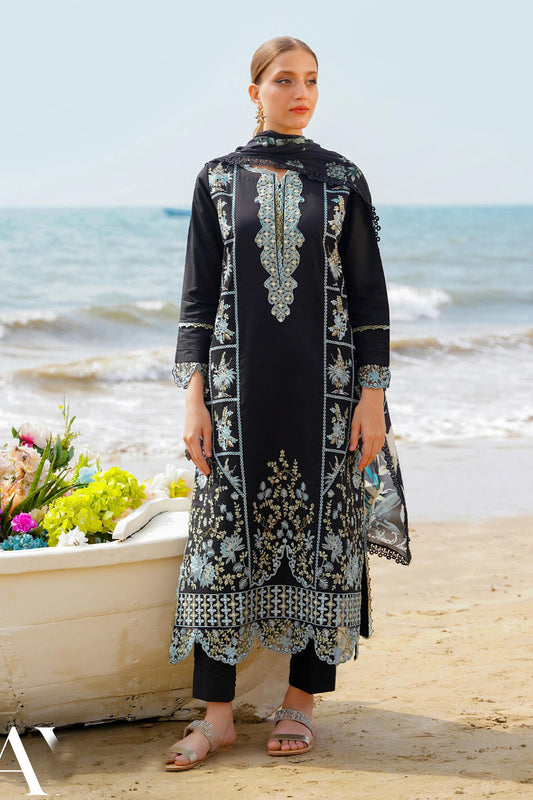 Saagar by Aabyaan Unstitched 3 Piece Luxury Festive Lawn Collection'2024-AF-01