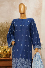 HZ Stitched 3 Piece Solid Emb Chikankari Collection'2025-SSPE-3P-003-NAVY