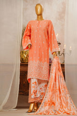 HZ Stitched 3 Piece Solid Emb Chikankari Collection'2025-SSPE-3P-004-CORAL