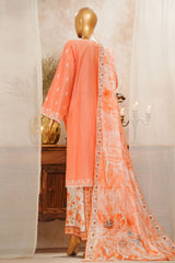 HZ Stitched 3 Piece Solid Emb Chikankari Collection'2025-SSPE-3P-004-CORAL