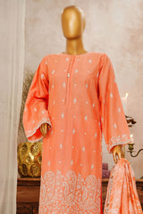 HZ Stitched 3 Piece Solid Emb Chikankari Collection'2025-SSPE-3P-004-CORAL