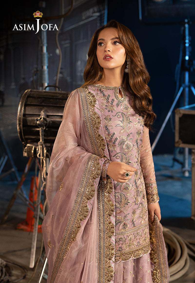 Asim Jofa Unstitched 3 Piece Luxury Festive Rejoice AJLFF-18 Embroidered Zari Check Net 3 Pcs