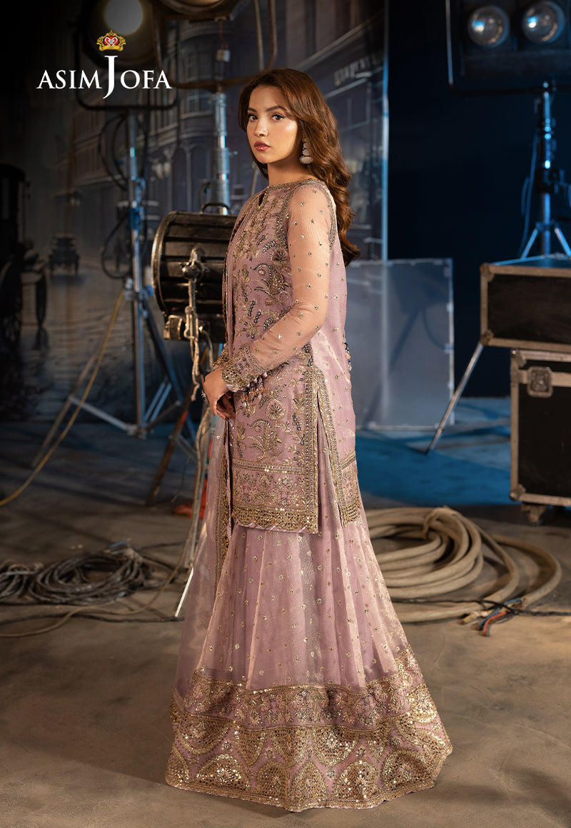 Asim Jofa Unstitched 3 Piece Luxury Festive Rejoice AJLFF-18 Embroidered Zari Check Net 3 Pcs