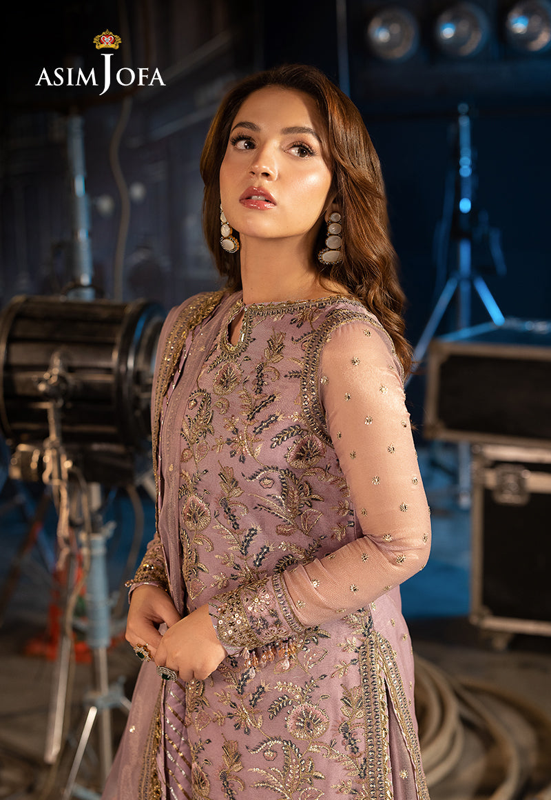 Asim Jofa Unstitched 3 Piece Luxury Festive Rejoice AJLFF-18 Embroidered Zari Check Net 3 Pcs