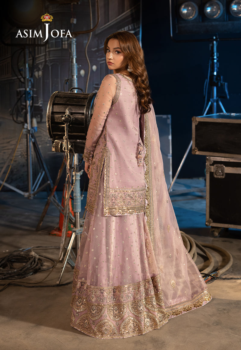 Asim Jofa Unstitched 3 Piece Luxury Festive Rejoice AJLFF-18 Embroidered Zari Check Net 3 Pcs