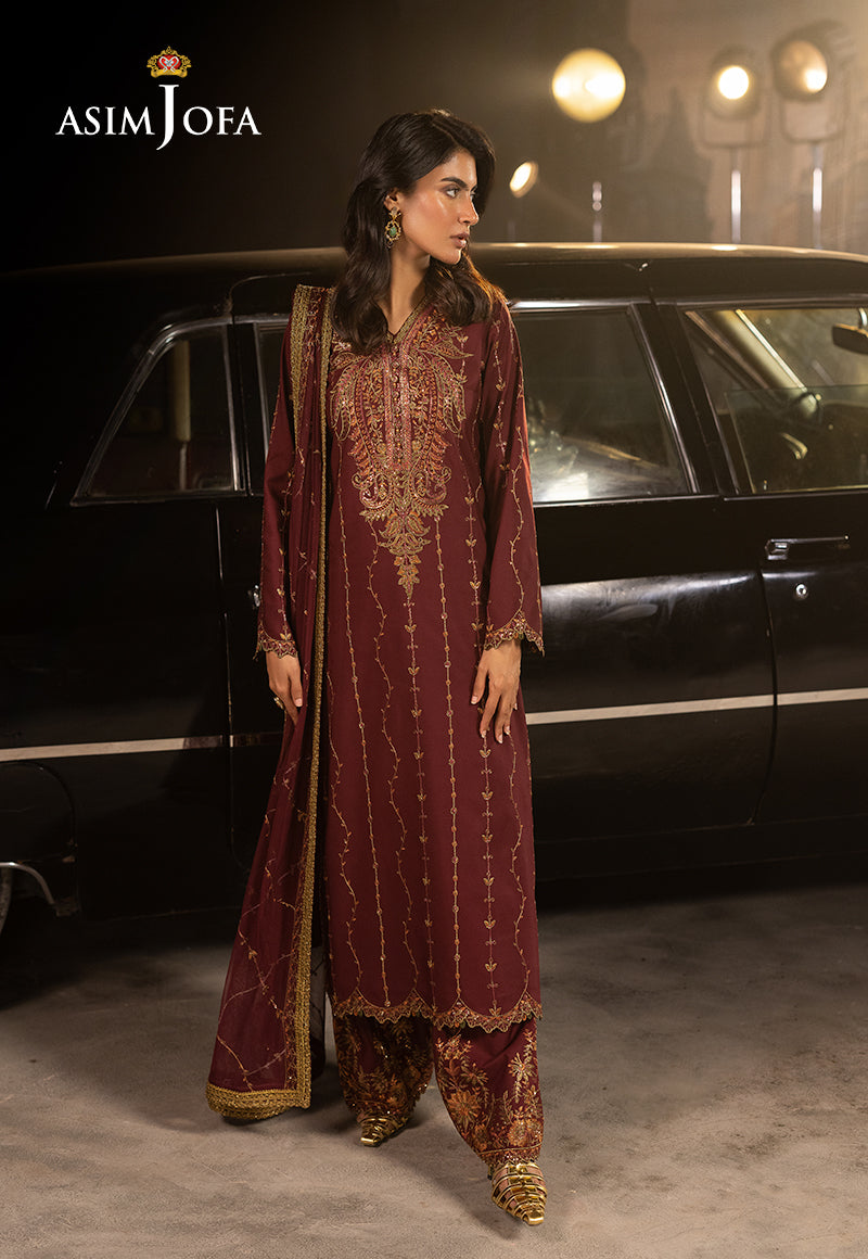 Asim Jofa Unstitched 3 Piece Luxury Festive Rejoice AJLFF-04 Embroidered Silk 3 Pcs