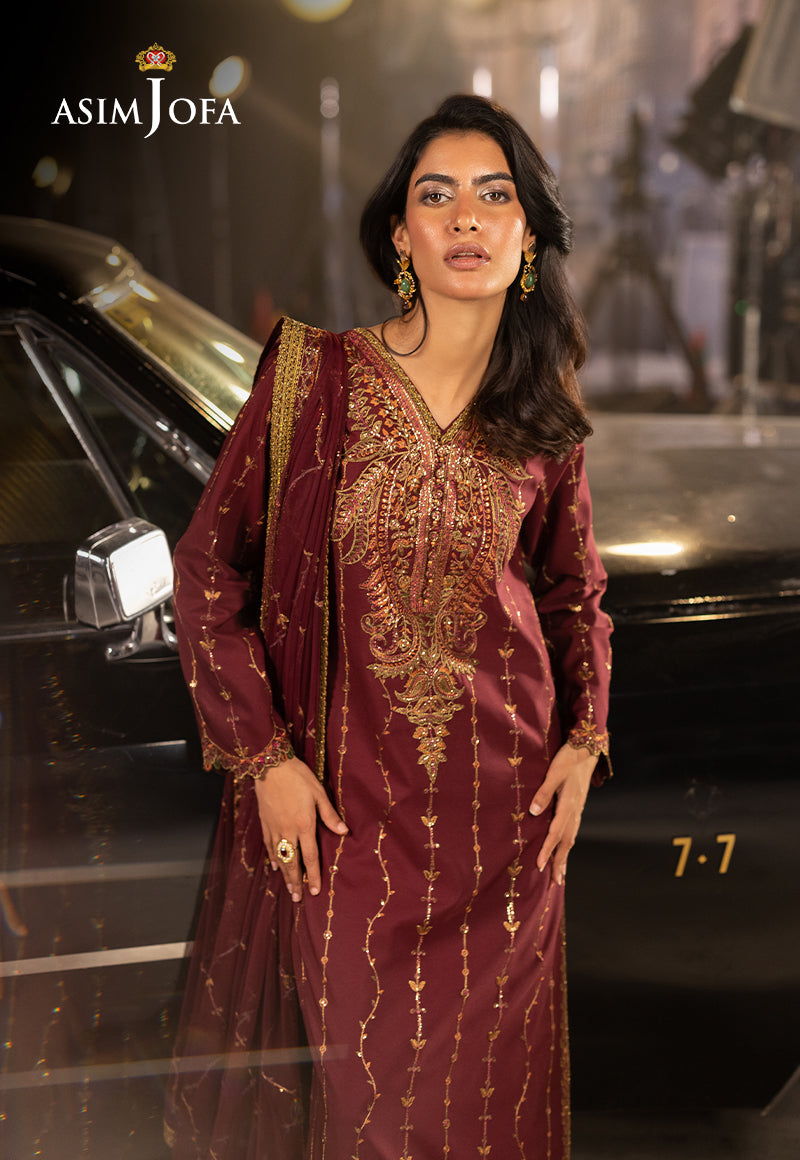 Asim Jofa Unstitched 3 Piece Luxury Festive Rejoice AJLFF-04 Embroidered Silk 3 Pcs