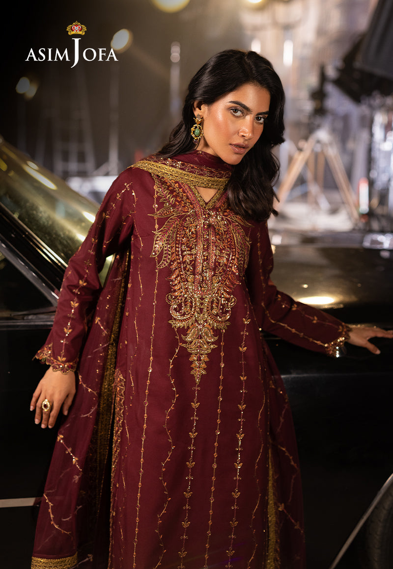 Asim Jofa Unstitched 3 Piece Luxury Festive Rejoice AJLFF-04 Embroidered Silk 3 Pcs