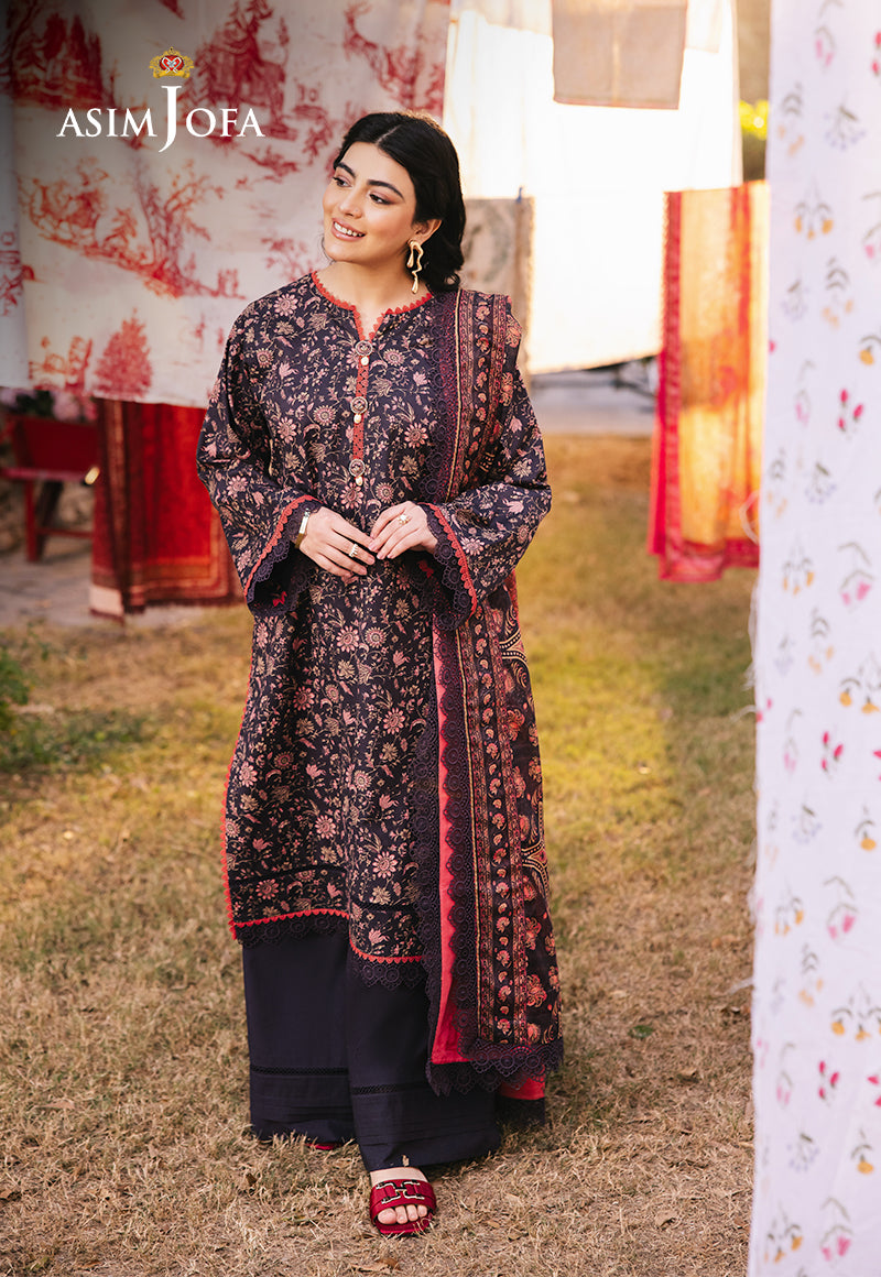 Asim Jofa Prints Unstitched Drop 1 Ajubj-18 Printed Lawn 3 Pcs