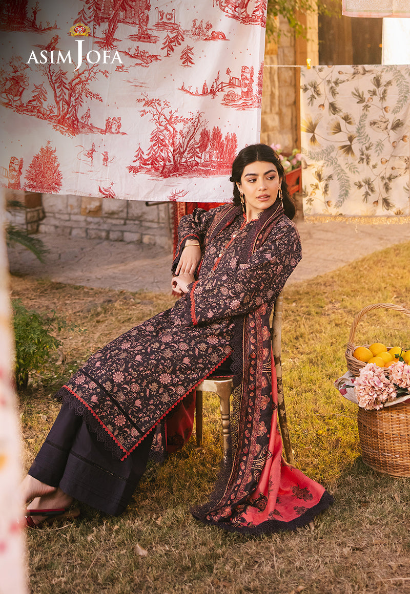 Asim Jofa Prints Unstitched Drop 1 Ajubj-18 Printed Lawn 3 Pcs