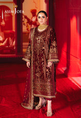 Asim Jofa Designers Limited Edition Ajmvd-02 Embroidered Velvet Stitched 3 Pcs