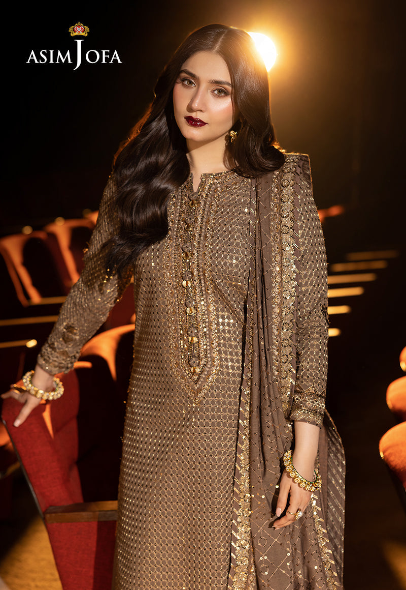 Asim Jofa Unstitched 3 Piece Luxury Festive Rejoice AJLFF-08 Embroidered Paper Cotton 3 Pcs