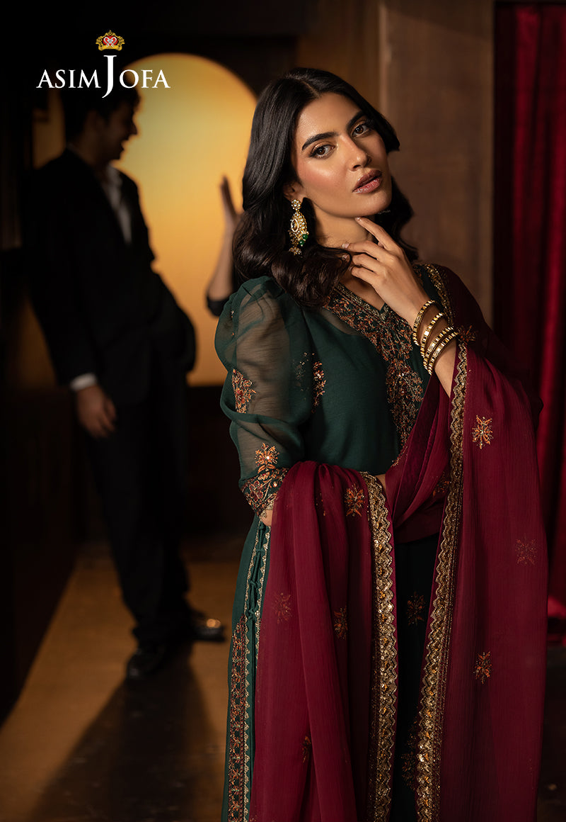 Asim Jofa Unstitched 3 Piece Luxury Festive Rejoice AJLFF-02 Embroidered Chiffon 3 Pcs